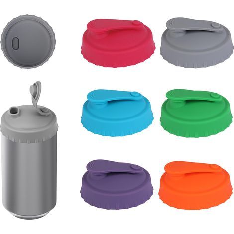 6 Bouchons/Couvercle Canette Soda, Bouchons Hermétiques à Pression pour Boissons, Silicone, Sans BPA, 6.3cm de Diamètre, idéal pour les Fêtes/Pique-niques/Bureaux (1/5)