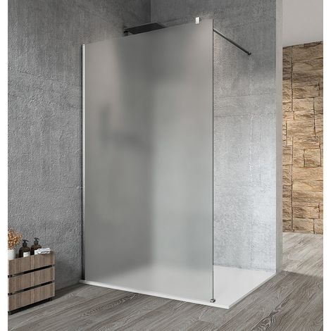 VARIO CHROME Panneau de douche monobloc en verre, montage mural, verre mat, 800 mm (1/4)
