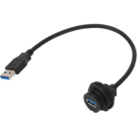 Wasserdichter USB 3.0-Panel-Anschluss mit Verlängerungskabel, Stecker/Buchse, gerader Kopf, 0,3 m (1/4)