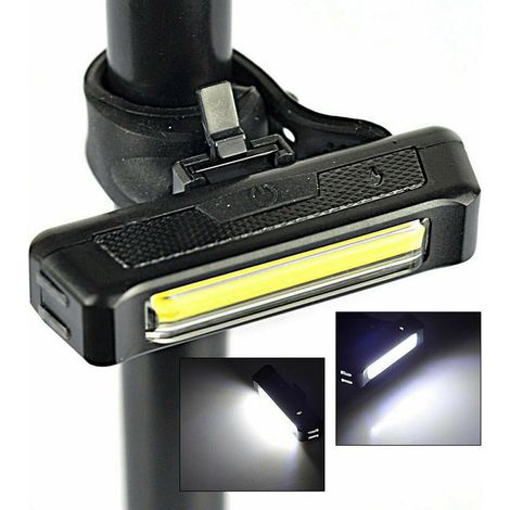 Trade Shop - USB WIEDERAUFLADBARE COB LED FRONT LICHT FAHRRAD FAHRRAD WEIß TE-B0086 - (1/4)