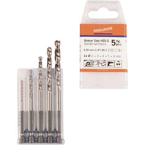 Projahn HSS-G Bohrer Satz 6-kant Schaft E6.3 5-tlg. (2, 3, 4, 5, 6 mm) (1/5)