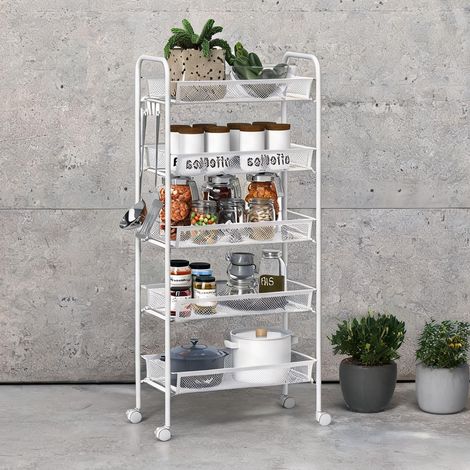 Armoire de rangement coloris blanc en acier 45 x 26,5 x 106 cm (1/5)