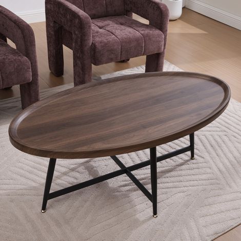 table salon repas ovale bois marron 110 cm OKMYHOME (1/5)