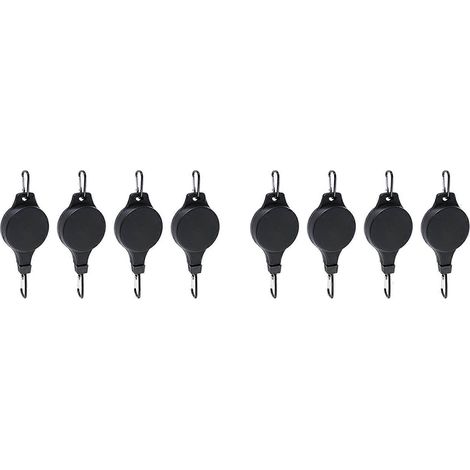 Plante poulie rétractable crochet plante poulie réglable Height roue pour suspendu plantes intérieur Lot de 8 noir (1/5)
