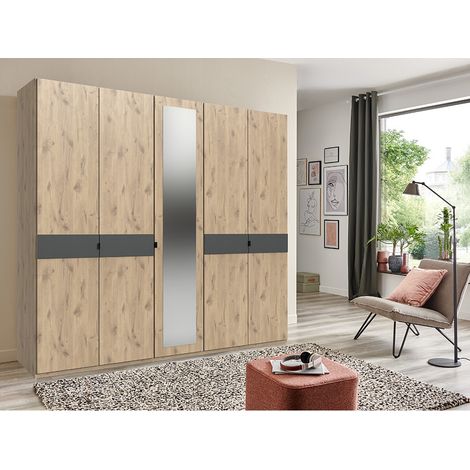 Kleiderschrank 5-türig 225 cm breit BRADFORD-43 Eiche mit graphit (1/5)