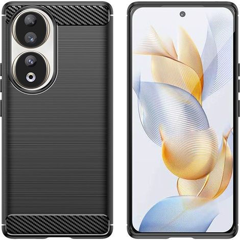 Carbon Case kompatibel mit HONOR 90 flexible Silikon-Carbon-Hülle schwarz (1/5)