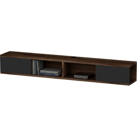 Mobile Porta tv Ispica, 2 Ante, Peso Supportato 40 kg, Installazione Sospeso, 140x22x20h cm Nero Antracite