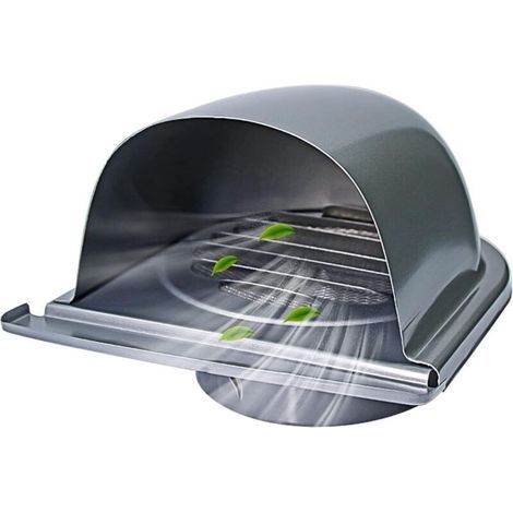 Grille d’aération ronde en inox 100 mm avec filet anti-insectes et lamelles inclinées à 45° pour hotte ou cheminée extérieure (1/5)