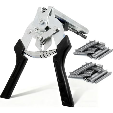 Pince à Anneau Automatique Type M avec 1200 Agrafes M Galvanisées – Agrafeuse à Grillage, Poignée Ergonomique Antidérapante pour Clôture, Cage d'Animaux, Sellerie Automobile (1/5)