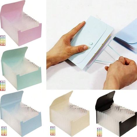 Dossier organisateur vertical A6, 12 pages intérieures – Support extensible multicouche pour le stockage et le tri de copies d'examen, pour l'école, noir (1/5)