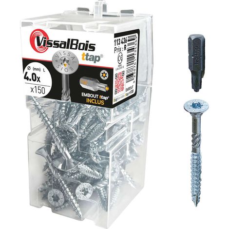 Boite de 150 vis agglo premium zinguée torx/ttap ailette 35mm dont 21mm de filetage - diam 4 mm (1/2)