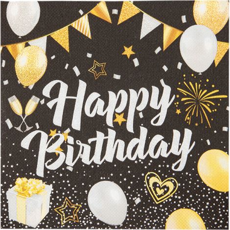 Servietten (60er-Packung) │ Design „Happy Birthday“ │ Papierservietten 33x33cm │ Stoff-Partyartikel (60er-Packung „Happy Birthday“-Servietten) (1/5)