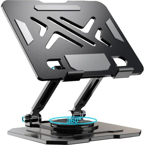 Support de tablette, support de bureau rotatif à 360°, réglable et pliable, support de tablette en acier inoxydable (1/4)