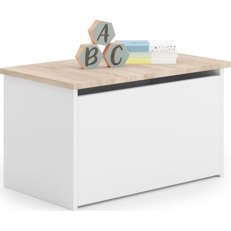 Viking Choice – Coffre à jouets Daria – Couverture chêne Sonoma – Ouverture facile avec vérin à gaz – Capacité spacieuse pour rangement enfant (1/3)