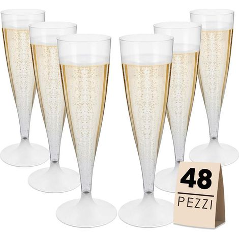 FLUTE SET 48 PZ IN PLASTICA TRASPARENTE IN CONFEZIONE DA 6 PEZZI L'UNA