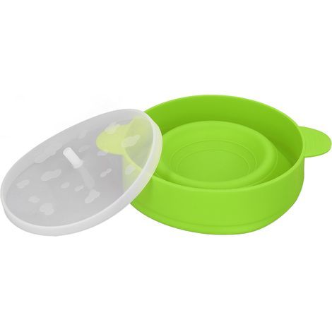 Grand bol à pop-corn en silicone pliable, sans BPA, résistant de -40°C à +230°C, avec couvercle et poignée (Vert)