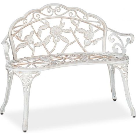 Panca da giardino color bronzo bianco con rose (1/5)
