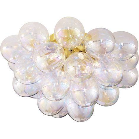 Design Deckenleuchte Messing mit Regenbogenglas 6-flammig - Uvas