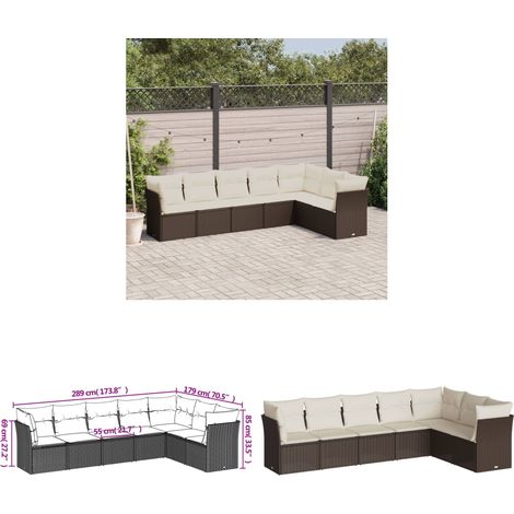 Salon de jardin avec coussins 7 pcs marron résine tressée - Salon De Jardin - Canapé Extérieur - Meuble De Jardin - Ensemble Salon De Jardin - Mobilier De Jardin - Home & Living