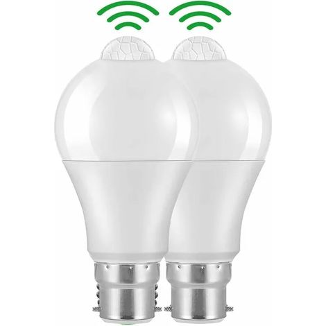 Ampoule Detecteur de Mouvement B22 Baïonnette LED, 12W, 1020lm, Blanc Froid 6000 K, CIR 85, étanches IP42 à économie d'énergie, non dimmable (1/5)