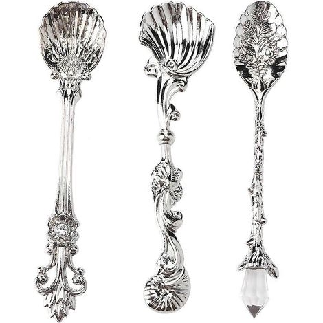 Cuillère à café vintage en acier inoxydable, couvert de table rétro, petite cuillère à dessert pour cuisine et usage quotidien, set de couverts élégant. (1/5)