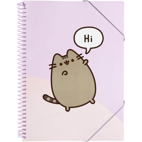 Pusheen - Carpeta tamaño A4 con banda elástica + 30 bolsillos transparentes
