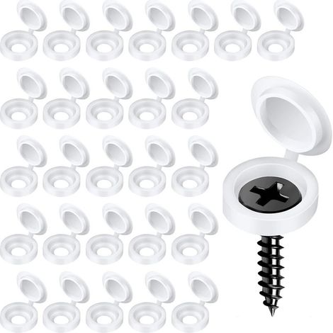 200 Pièces Capuchons de Vis à Charnière Bouchon à Vis Plastique Capuchons à Vis Snap-on pour Décoration de Maisons Armoires et Armoires de Meubles Blanc Couvertures à Vis (1/5)
