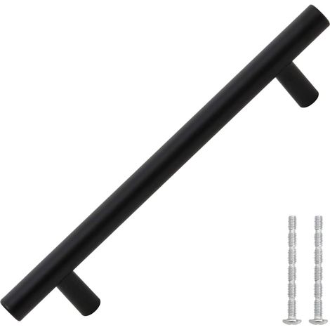 vidaXL Cabinet Handles 10 pcs Black Hole Centre 160 mm Overall Length 224 mm Stainless Steel (1/5)