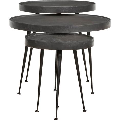 Maison Exclusive - Couchtisch 3 Stk. Schwarz Holzwerkstoff