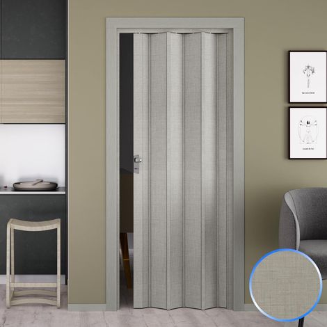Puerta plegable de interior de pvc 88,5x214 cm mod. Luciana color tela gris