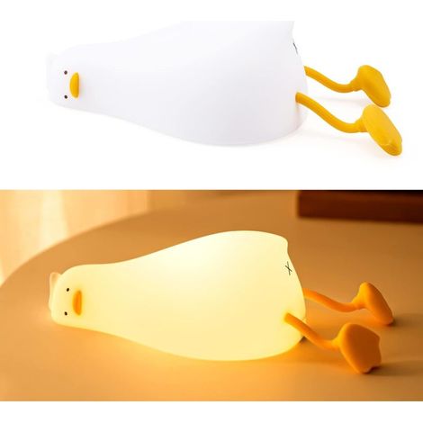 Luce notturna in silicone per la cameretta dei bambini, lampada da notte a forma di paperella, lampada da comodino ricaricabile per bambini.