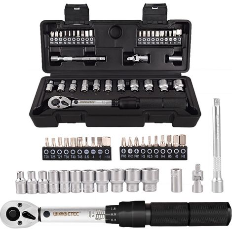 Eosnow 2–20 Nm 1/4 voreingestellter Schraubenschlüssel, Steckschlüssel-Bit-Kombination, 35-in-1-Haushalts-Sets, Mehrzweck-Werkzeug-Set, Werkzeugkasten, Hand-Fahrrad-Reparatur (1/5)