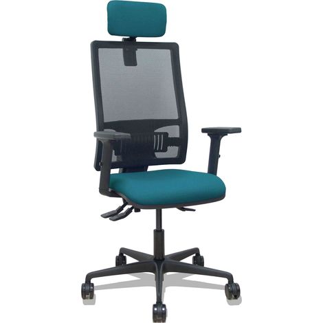 Bormate asincro sedia a rete nera sedile bali verde petrolio sedile 2D braccioli rotelle 65 mm poggiatesta regolabile