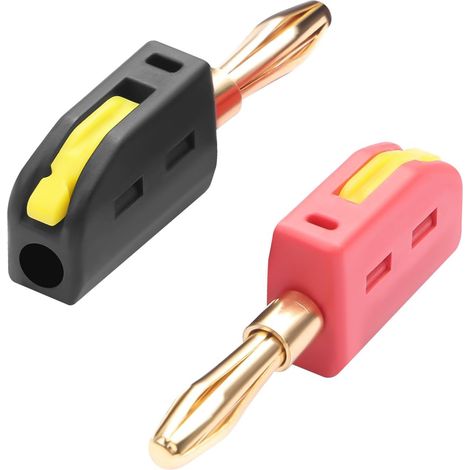 Fiche banane 4 mm - Connecteur sans soudure - 32 A - 4 mm - Adaptateur rapide M4 plaqué or - Rouge et noir - Pour multimètre - Oscilloscope - Rouge et noir (1/5)