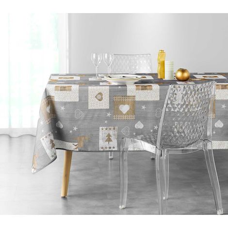 Nappe Augustin - Anti Taches 240 x 150 cm - Nappe imperméable - Résistante et Lavable en Machine - Gris - 240x150cm (1/3)
