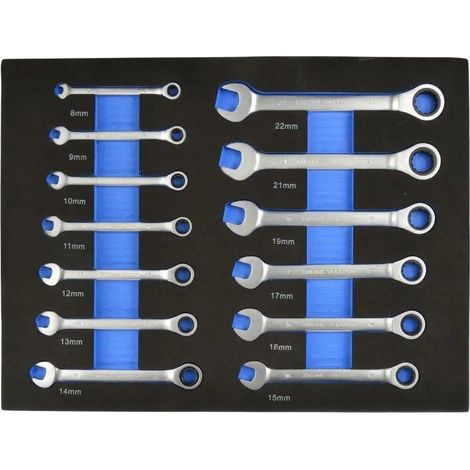 Geko G10833 Set di 13 chiavi a cricchetto 8-22 mm in acciaio