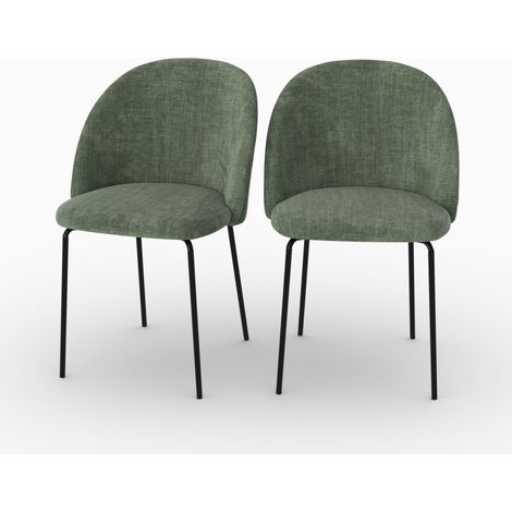 Lot de 2 chaises en tissu texturé vert sapin - Karl (1/5)
