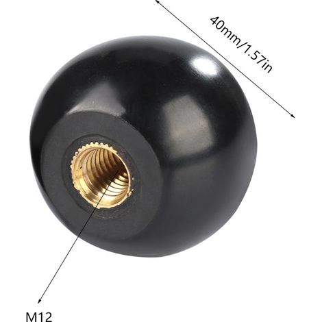 Lot de 5 boutons de levier à bille en bakélite noire avec insert en cuivre M1240 pour machines-outils (1/5)