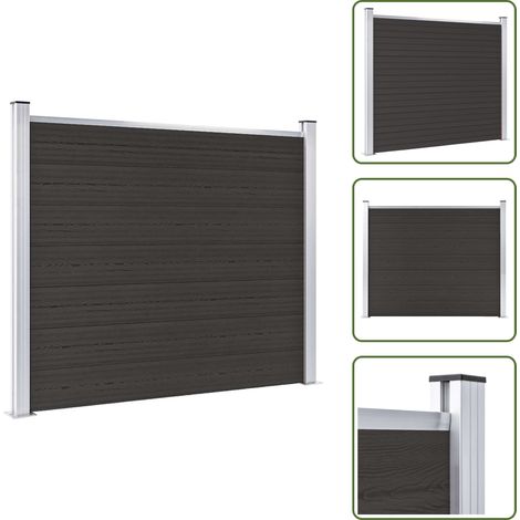 Zaunelement WPC 180x146 cm Schwarz - Gartenzaun - WPC Zaun - Holzzaun - Privacy Screen - Zaunelement