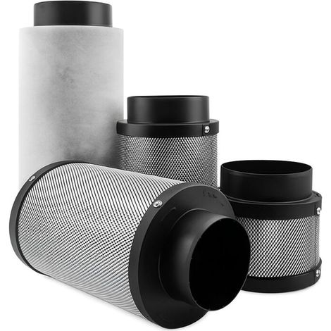 Airontek Aktivkohlefilter 240 m³/h 100 mm Flansch – 200 mm Geruchsfilter Growzelt (1/5)