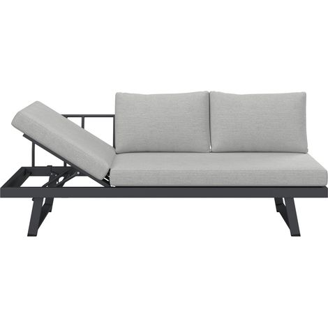 Mömax Gartenliege Loan Grau Holz Metall/Outdoorstoff +Tisch (1/5)