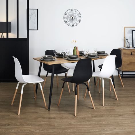 The Home Deco Factory – Table haute extensible en bois naturel marron et noir – Pour 4 à 6 personnes – Finition élégante et facile à entretenir (1/5)