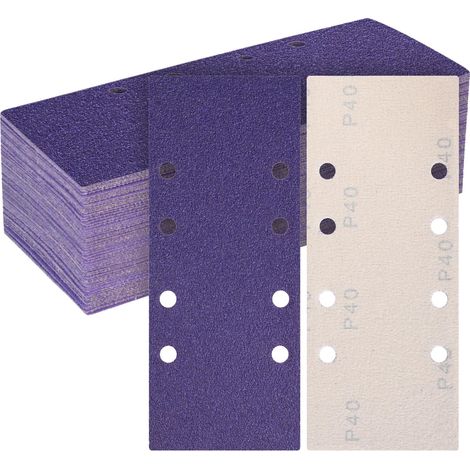 35 Pièces Feuilles Abrasives Céramique 93x230mm, Grain 40 Papier a Poncer 8 Trous Rectangulaire Papier de Verre pour Ponceuse Orbitales Ponçage Bois Métal Peinture Enlever La Rouille (1/5)