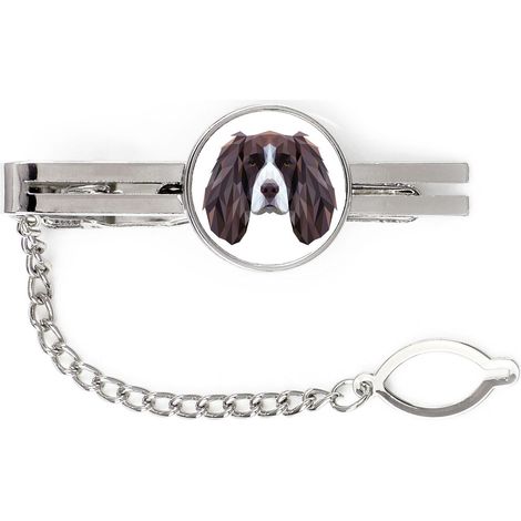 English Springer Spaniel - Pinza de corbata geométrica con foto e inscripción Art-Dog (1/4)