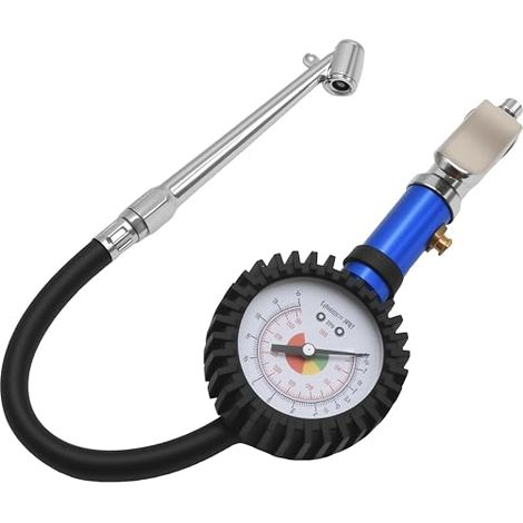 Gonfleur de pneu avec fiche de station-service, 0 à 12 bar, manomètre de pression des pneus, testeur auto-bloquant pour voiture, moto, camion (1/5)