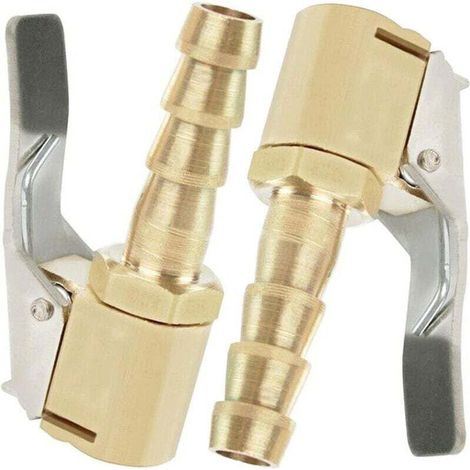 2 Pièces Embout de Gonflage,Embout Gonflage Pneu Voiture,Embout Gonfleur avec Clip,Gonflage Valve Clip Pince Connecteur Adaptateur,pour Valves de Pneu,en Laiton,8mm (1/4)