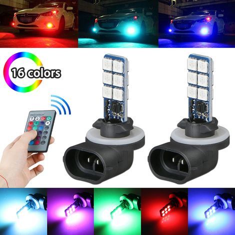 2 Veilles antibrouillard LED RGB 12V pour voiture avec télécommande, phares de voiture (1/5)