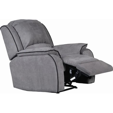 Vente-Unique – Fauteuil relax microfibre 100% polyester – Gris – Inclinaison 160° – Accoudoirs – Garnissage mousse haute résilience (1/3)