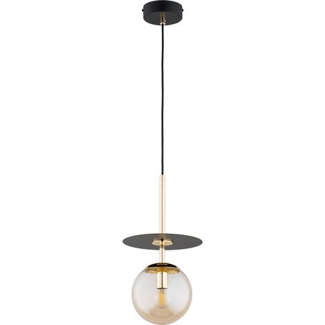 Suspension déco noir-or globe ambre E14 10W QEENCY (1/2)