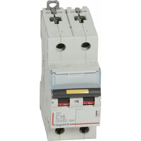 Disjoncteur DX³10000 16kA arrivée haute et départ bas à vis 2P 230V à 400V - 16A - courbe C - 2 modules - LEGRAND